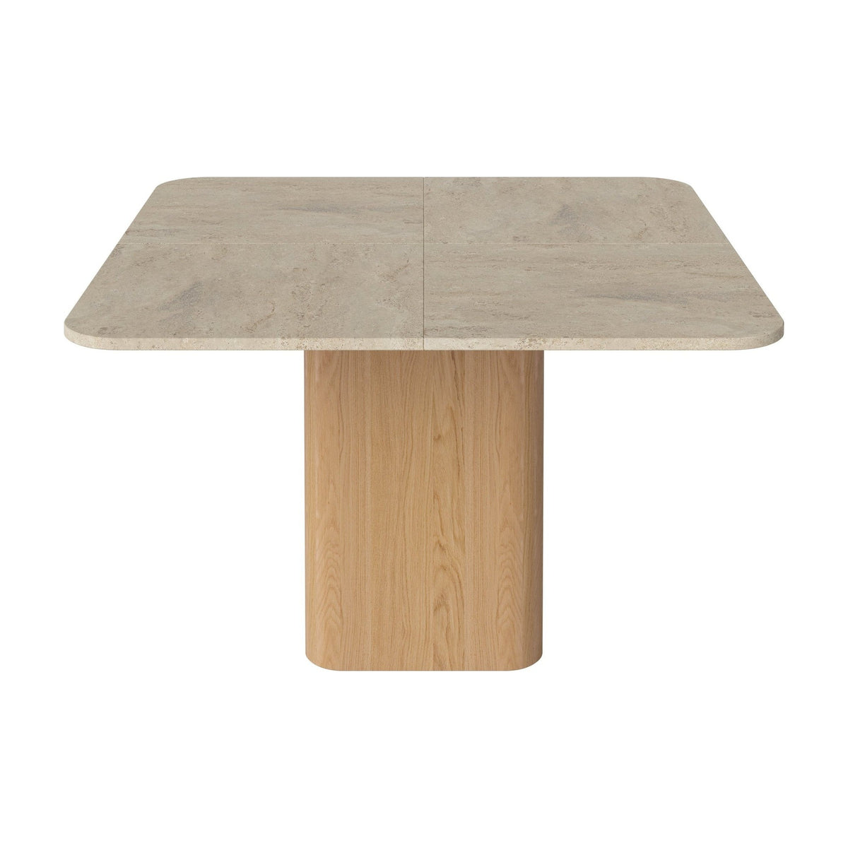 Bolia Eida eettafel stenen blad 120x120 cm zandkleurig travertijn, geolied eiken, 03-353-01_00014