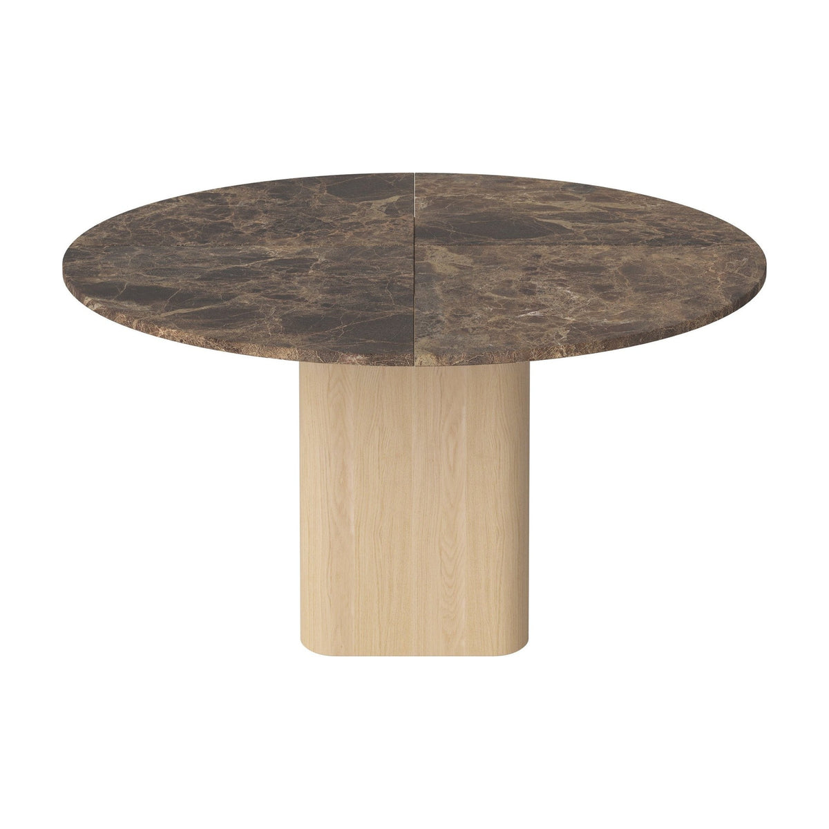 Bolia Eida eettafel stenen blad rond Ø140 cm bruin marmer, wit gepigmenteerd geolied eiken, 03-354-01_00002