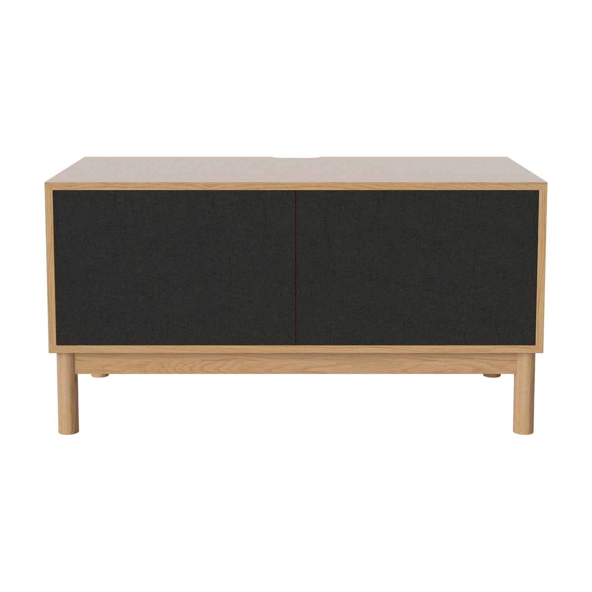 Bolia Case hifi-meubel medium op onderstel diepte 48 cm geolied eiken, links zwarte stof, rechts zwarte stof, geolied eiken, 04-007-86_13100832