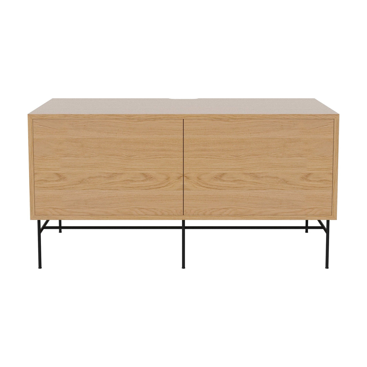 Bolia Case hifi-meubel medium op onderstel diepte 48 cm zwart gelakt staal, links eiken, rechts eiken, geolied eiken, 04-007-86_13100967