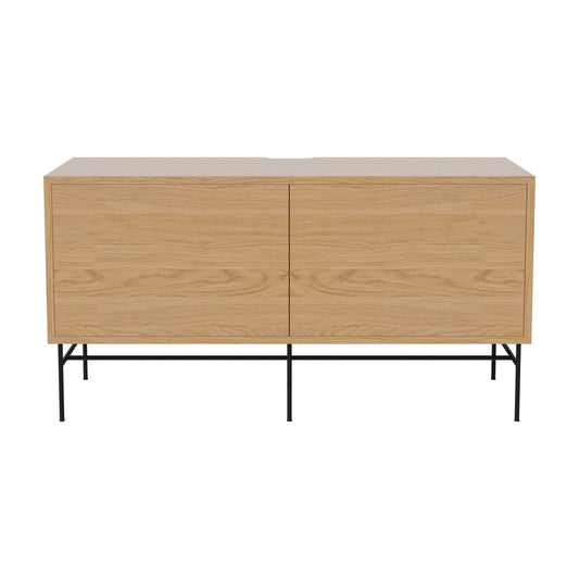 Bolia Case hifi-meubel medium op onderstel diepte 35 cm zwart gelakt staal, links eiken, rechts eiken, geolied eiken, 04-007-87_13100967