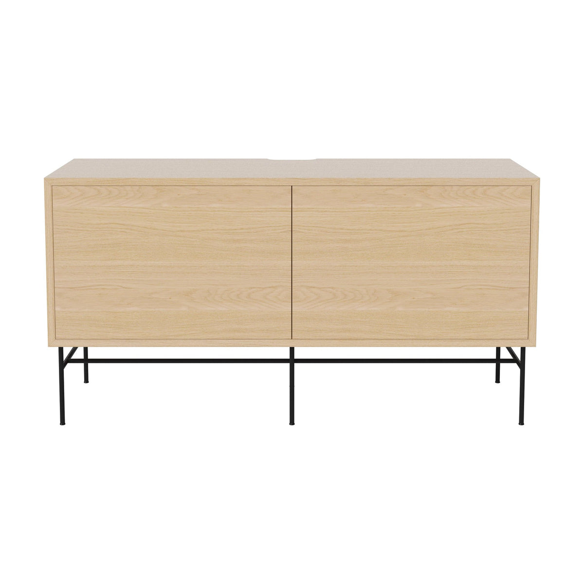 Bolia Case hifi-meubel medium op onderstel diepte 35 cm zwart gelakt staal, links eiken, rechts eiken, wit gepigmenteerd geolied eiken, 04-007-87_13101075