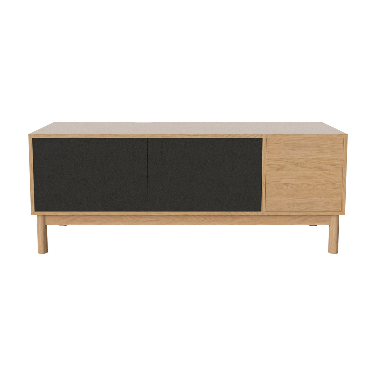 Bolia Case hifi-meubel large op onderstel diepte 48 cm geolied eiken, links zwarte stof, rechts zwarte stof, geolied eiken, 04-007-88_13100832