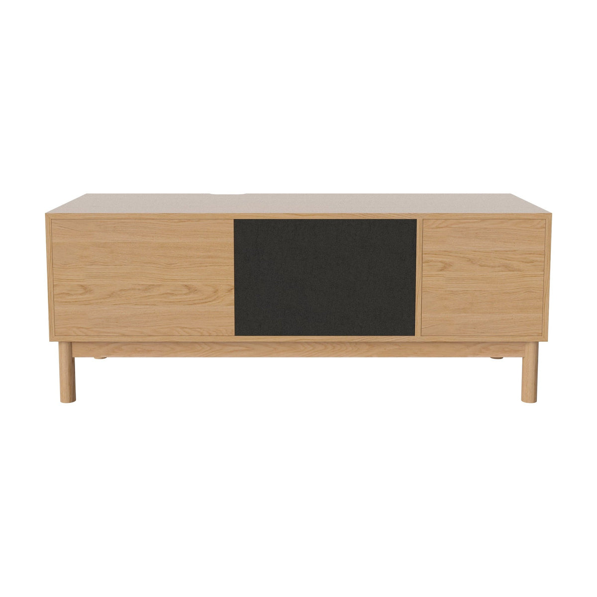 Bolia Case hifi-meubel large op onderstel diepte 48 cm geolied eiken, links eiken, rechts zwarte stof, geolied eiken, 04-007-88_13100902