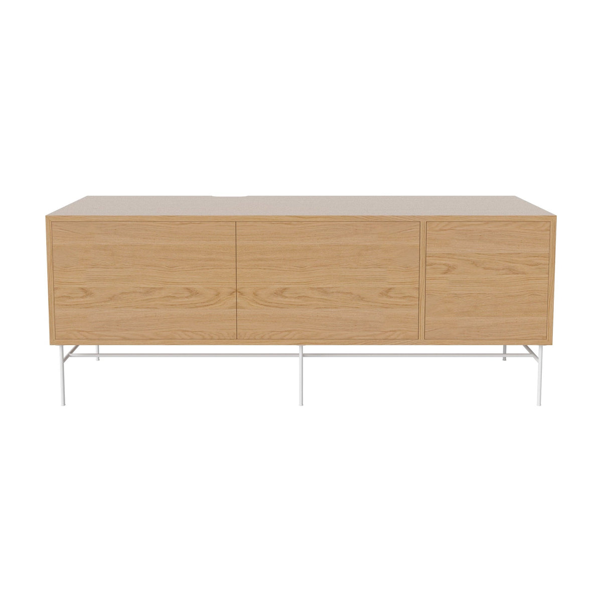 Bolia Case hifi-meubel large op onderstel diepte 48 cm wit gelakt staal, links eiken, rechts eiken, geolied eiken, 04-007-88_13100982