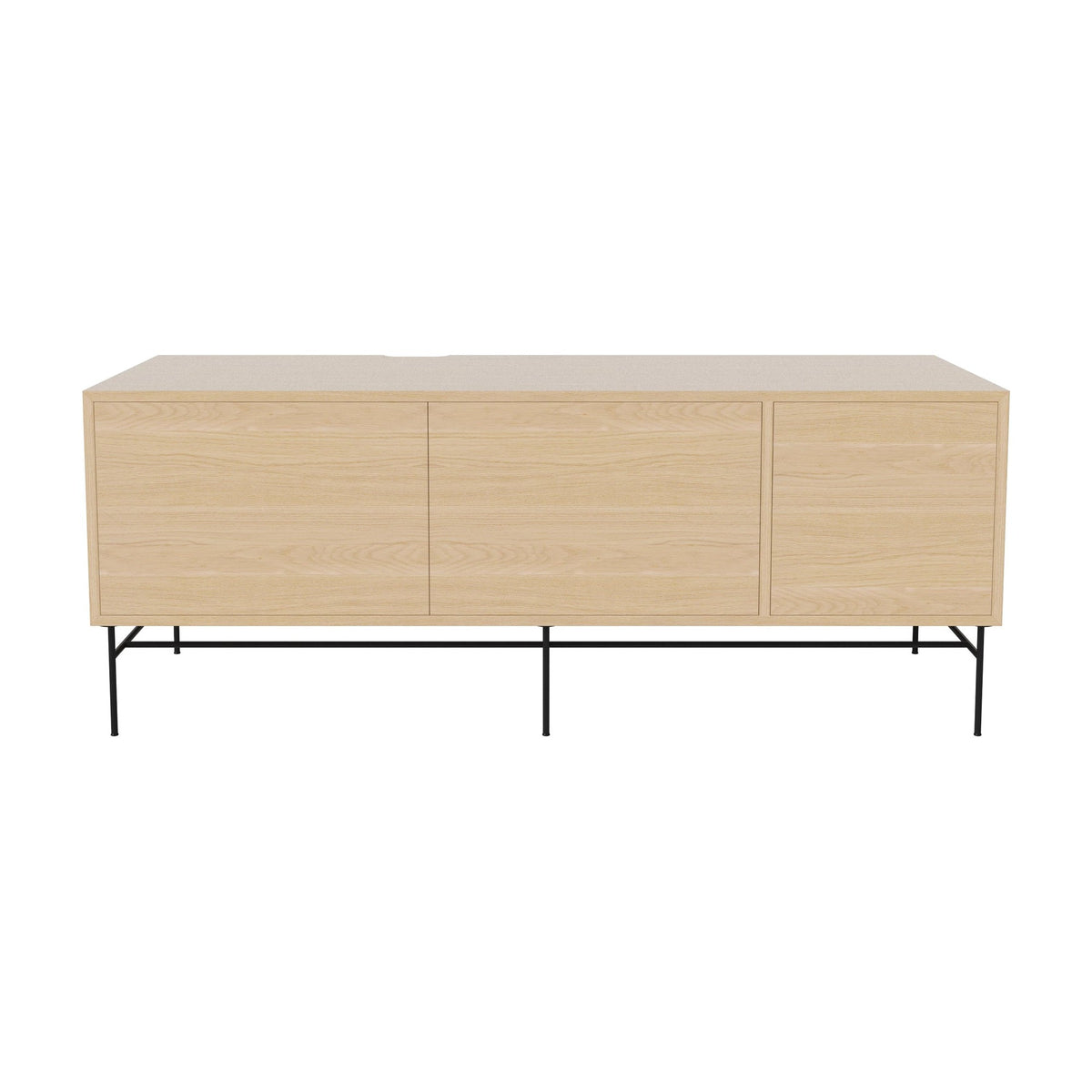 Bolia Case hifi-meubel large op onderstel diepte 48 cm zwart gelakt staal, links eiken, rechts eiken, wit gepigmenteerd geolied eiken, 04-007-88_13101075