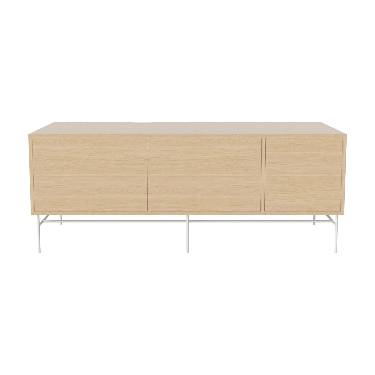 Bolia Case hifi-meubel large op onderstel diepte 48 cm wit gelakt staal, links eiken, rechts eiken, wit gepigmenteerd geolied eiken, 04-007-88_13101090