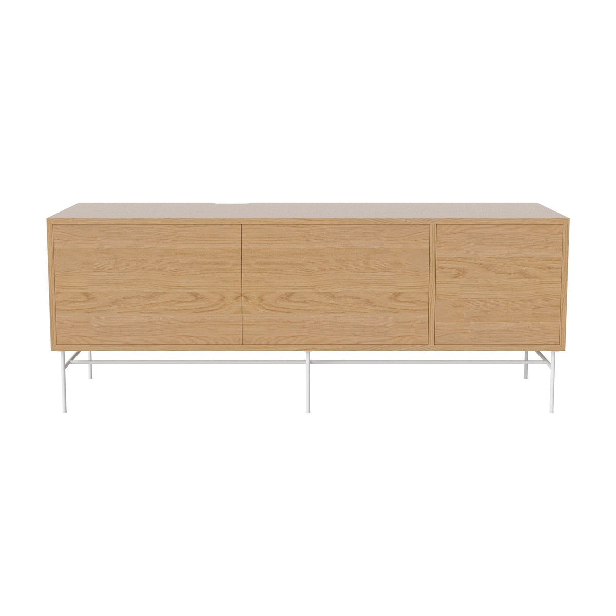Bolia Case hifi-meubel large op onderstel diepte 35 cm wit gelakt staal, links eiken, rechts eiken, geolied eiken, 04-007-89_13100982