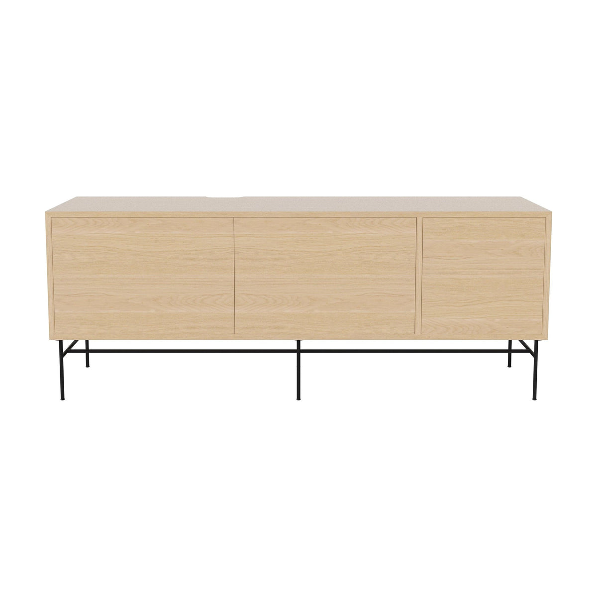 Bolia Case hifi-meubel large op onderstel diepte 35 cm zwart gelakt staal, links eiken, rechts eiken, wit gepigmenteerd geolied eiken, 04-007-89_13101075
