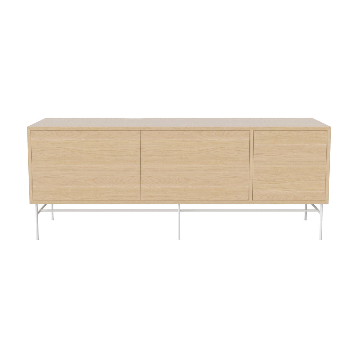 Bolia Case hifi-meubel large op onderstel diepte 35 cm wit gelakt staal, links eiken, rechts eiken, wit gepigmenteerd geolied eiken, 04-007-89_13101090