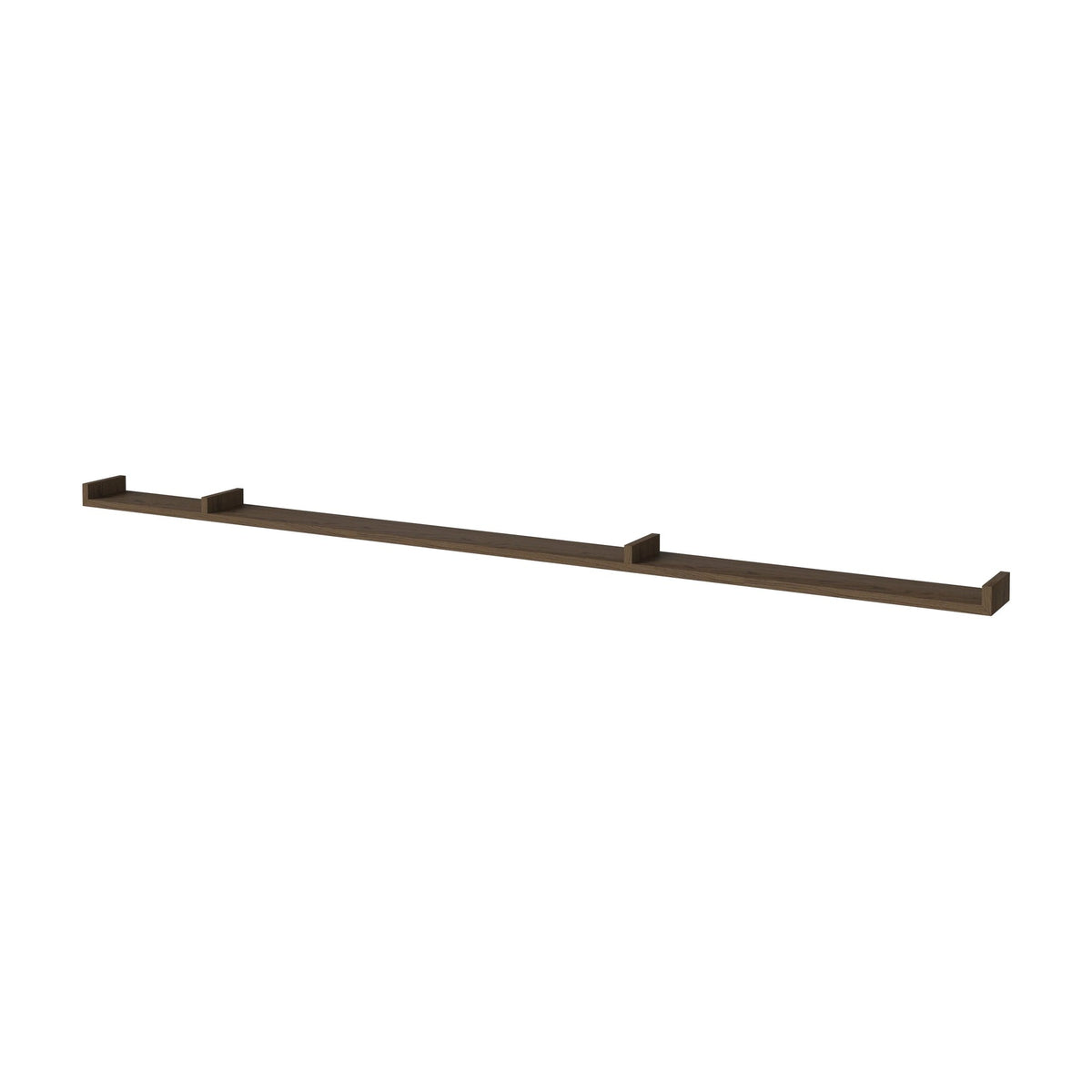 Bolia Display wandplank 234 cm donker geolied eiken, asymmetrisch links schuin aanzicht, 04-008-10_00001