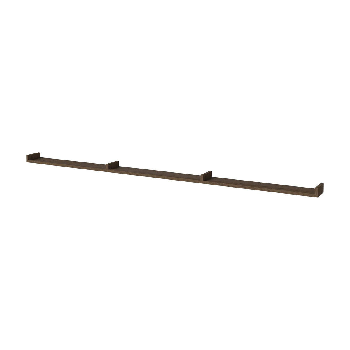 Bolia Display wandplank 234 cm donker geolied eiken, symmetrisch schuin aanzicht, 04-008-10_00003