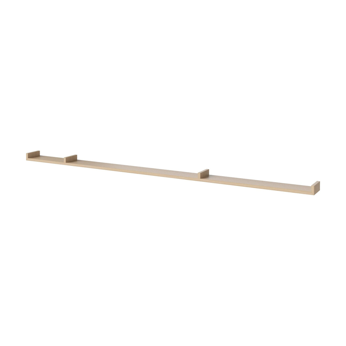 Bolia Display wandplank 234 cm wit gepigmenteerd geolied eiken, asymmetrisch links schuin aanzicht, 04-008-10_15934774