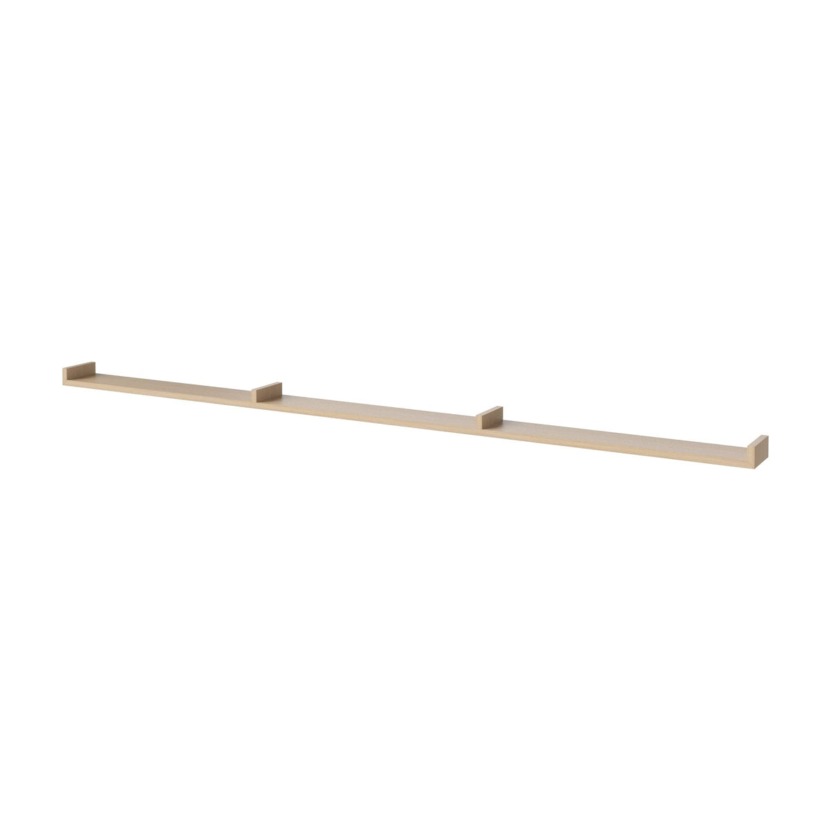 Bolia Display wandplank 234 cm wit gepigmenteerd geolied eiken, symmetrisch schuin aanzicht, 04-008-10_15934778