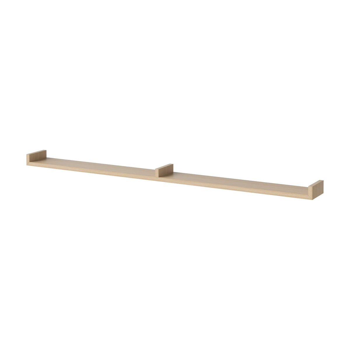 Bolia Display wandplank 157 cm wit gepigmenteerd geolied eiken, symmetrisch schuin aanzicht, 04-008-11_00002