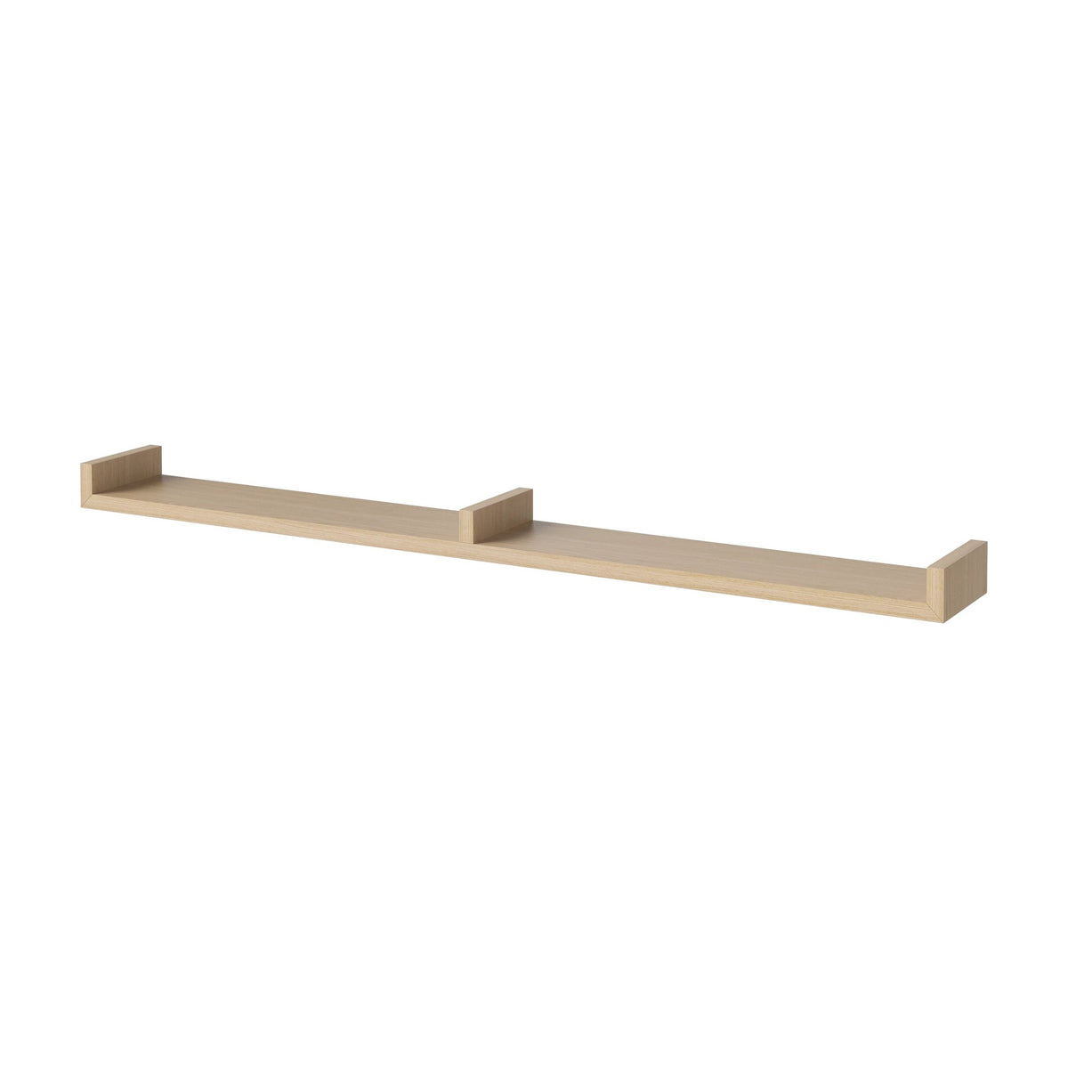 Bolia Display wandplank 120 cm wit gepigmenteerd geolied eiken, symmetrisch schuin aanzicht, 04-008-14_00006