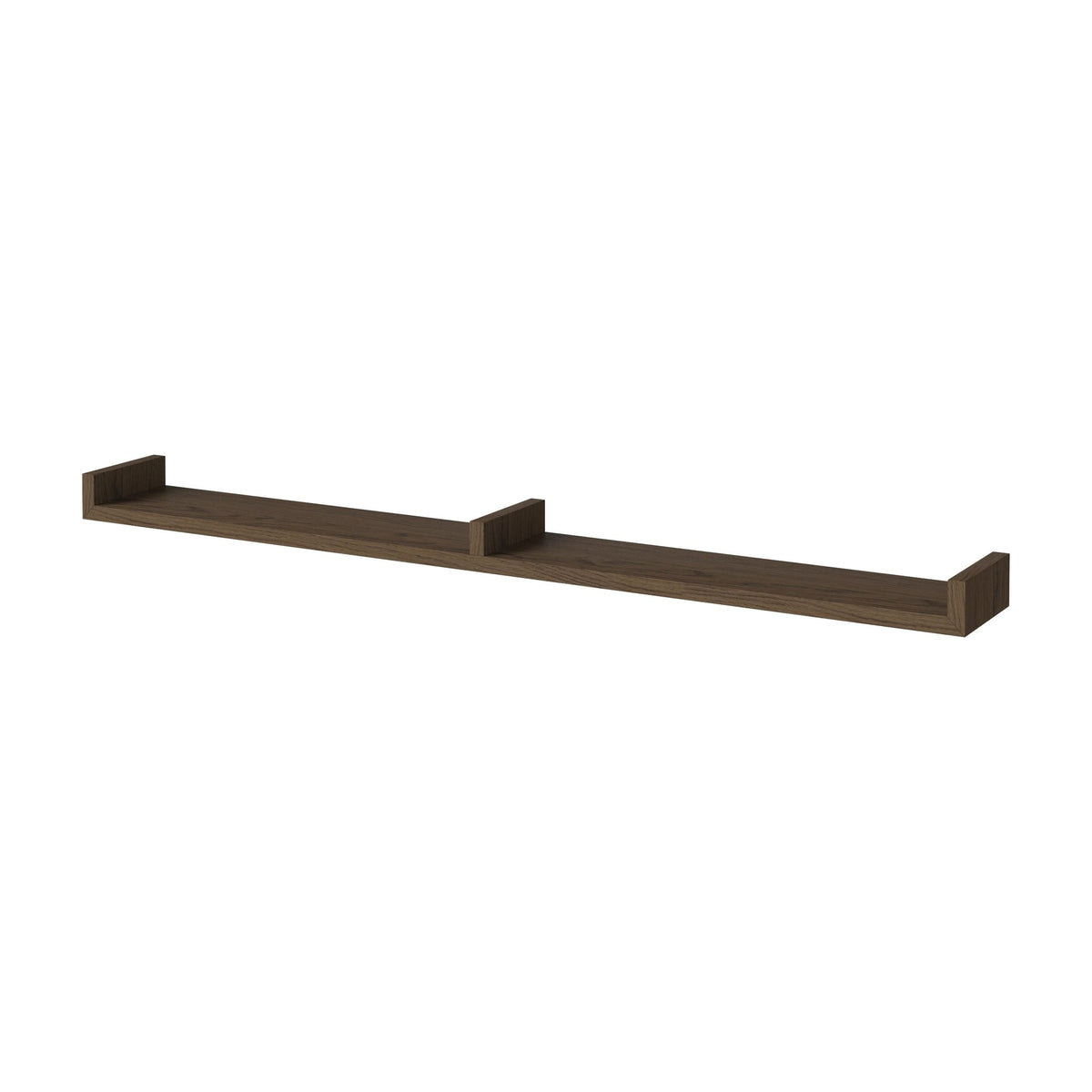 Bolia Display wandplank 120 cm donker geolied eiken, symmetrisch schuin aanzicht, 04-008-14_00009