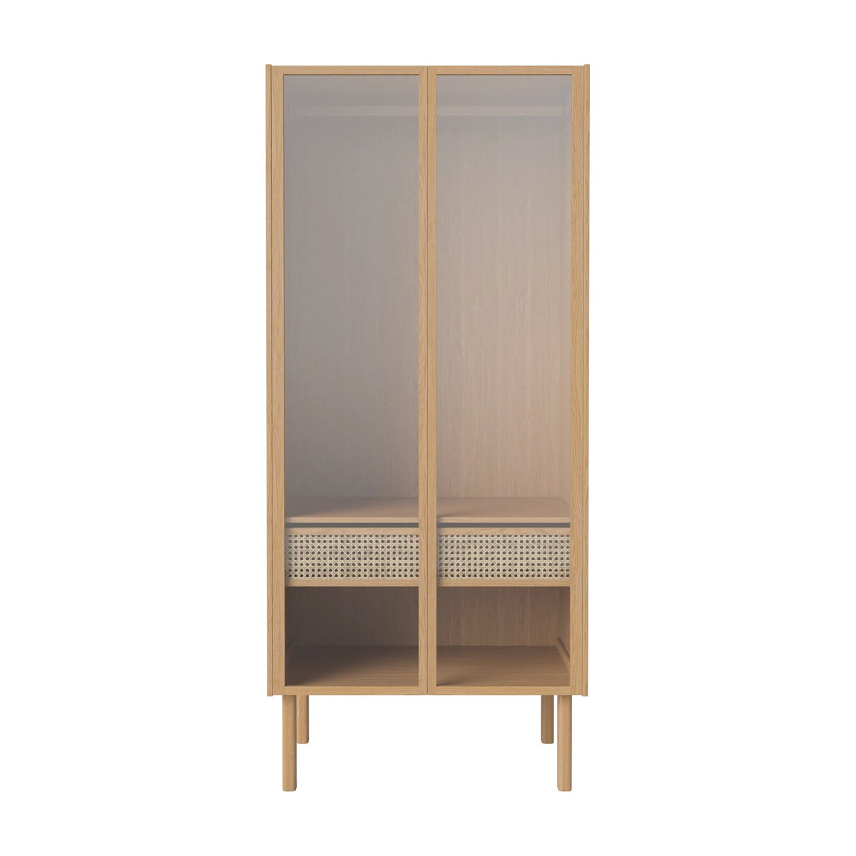 Bolia Cana kledingkast glazen deuren 91 cm geolied eiken, kledingroede, 04-150-61_00001