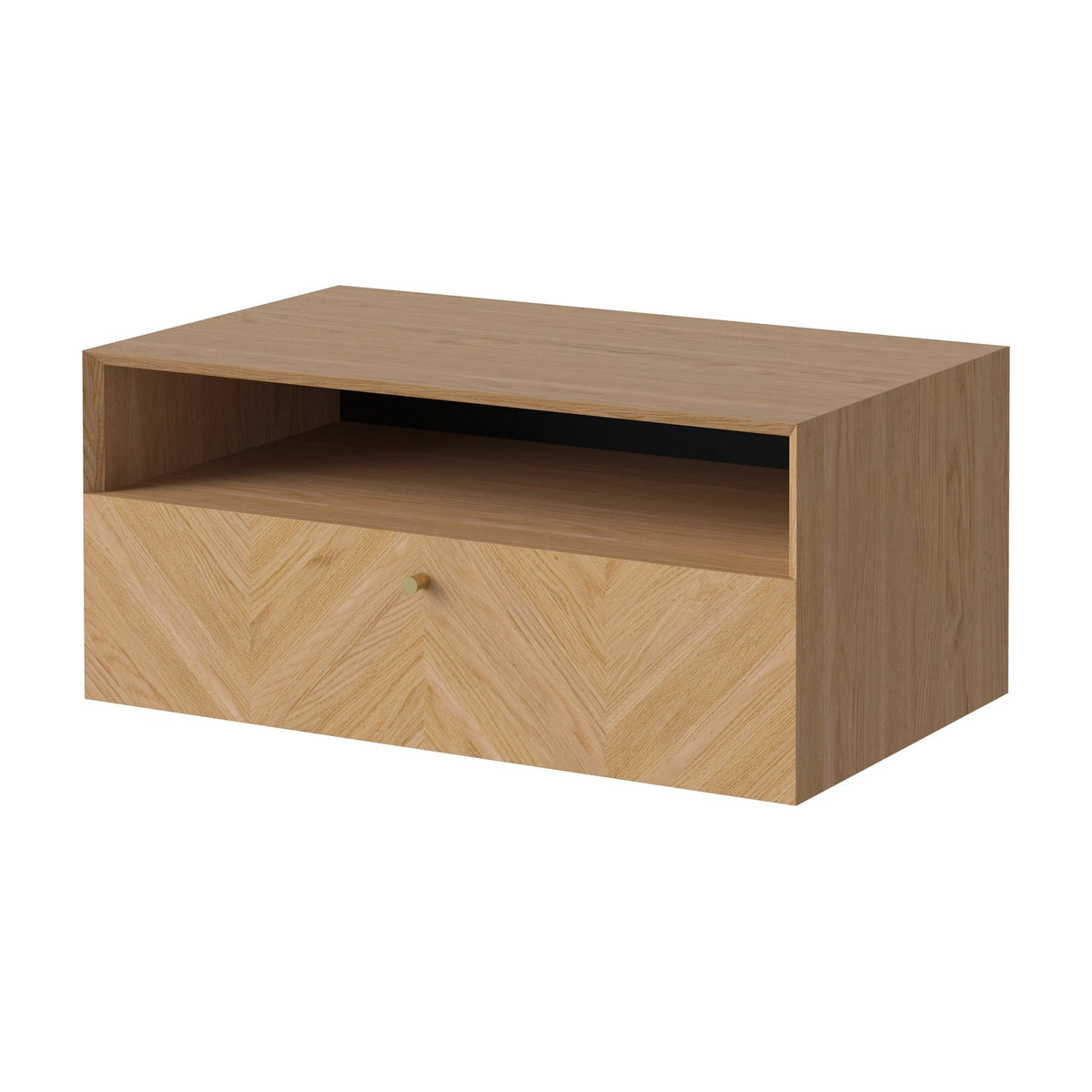 Bolia Luxe wandkast 1 lade geolied eiken schuin aanzicht, 04-156-01_00003