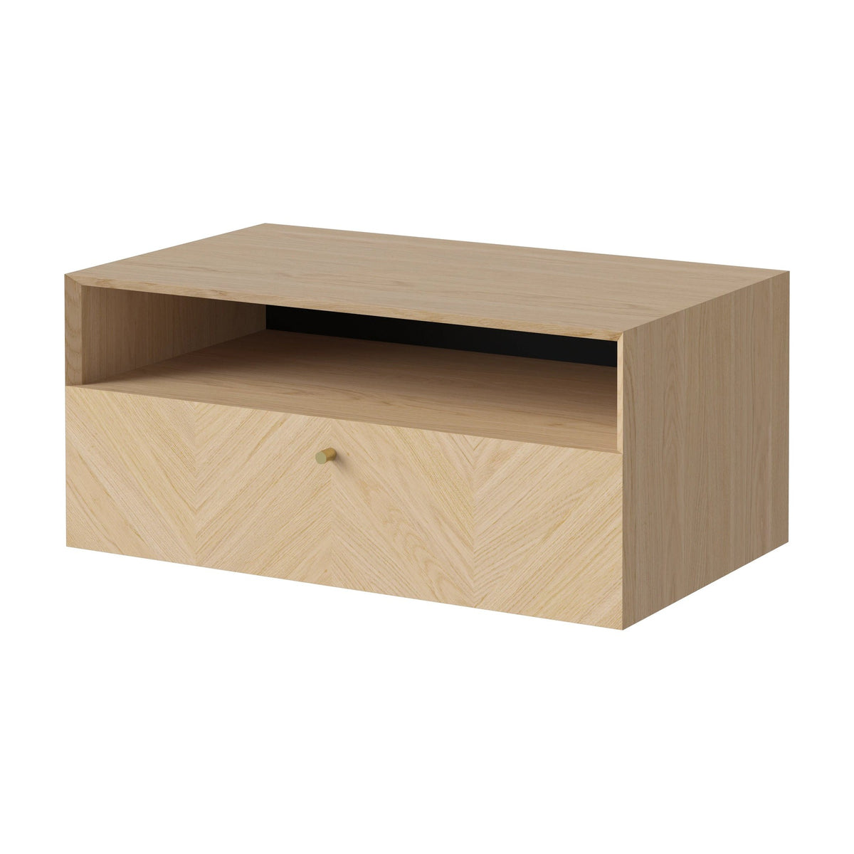 Bolia Luxe wandkast 1 lade wit gepigmenteerd geolied eiken schuin aanzicht, 04-156-01_00005