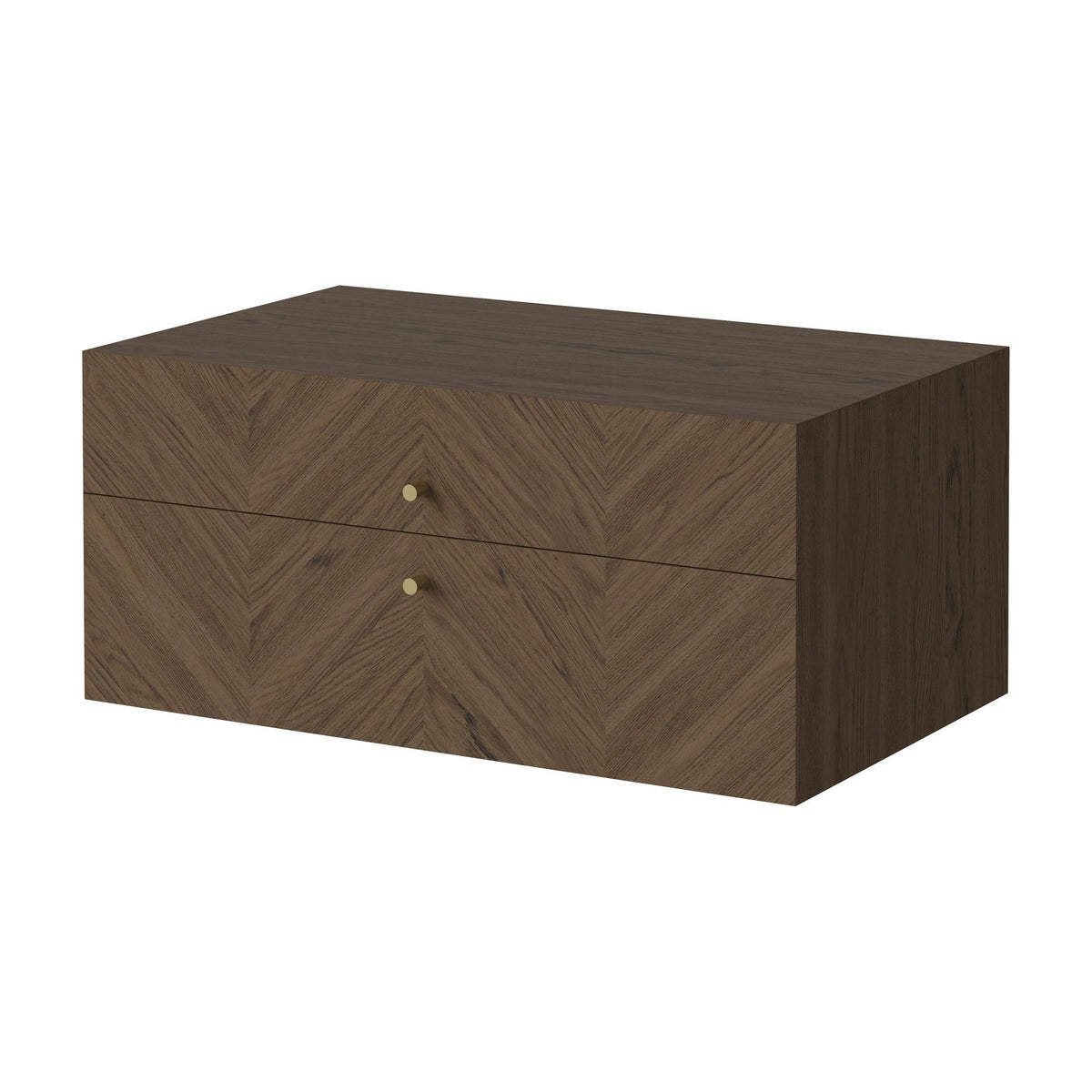 Bolia Luxe wandkast 2 lades donker geolied eiken schuin aanzicht, 04-156-02_00001