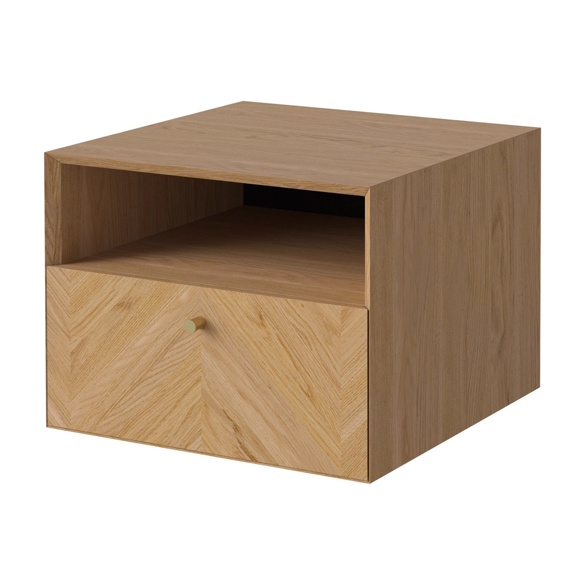 Bolia Luxe nachtkastje 1 lade geolied eiken schuin aanzicht, 04-156-03_00002