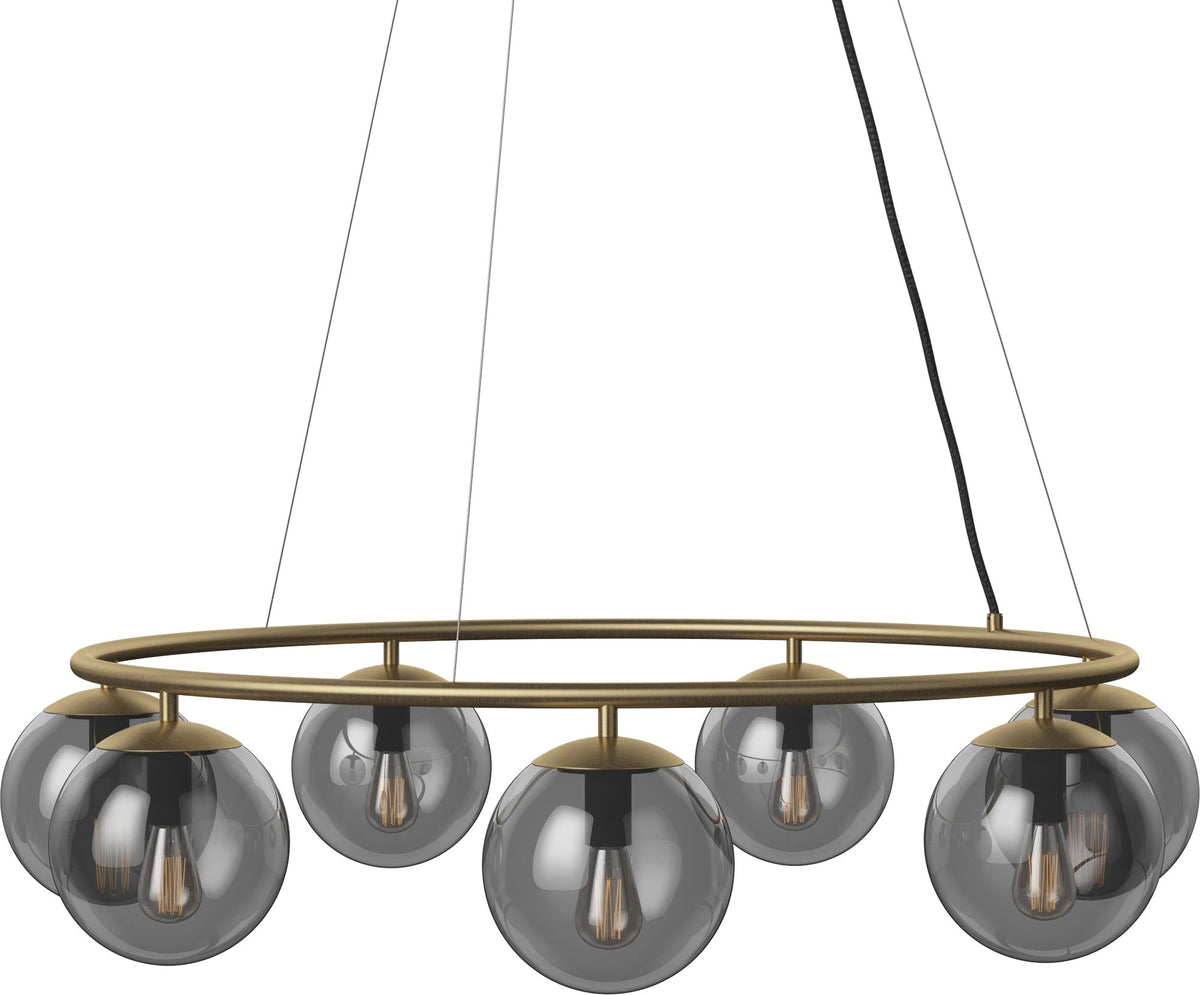 Bolia Orb kroonluchter Ø85 cm rookgrijs glas, antiek messing, 20-116-09_00001
