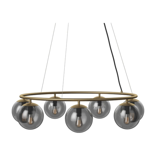 Bolia Orb kroonluchter Ø85 cm rookgrijs glas, antiek messing, 20-116-09_00001