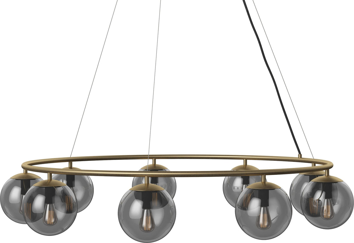 Bolia Orb kroonluchter Ø105 cm rookgrijs glas, antiek messing, 20-116-10_00001