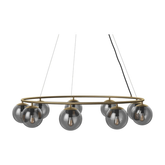 Bolia Orb kroonluchter Ø105 cm rookgrijs glas, antiek messing, 20-116-10_00001
