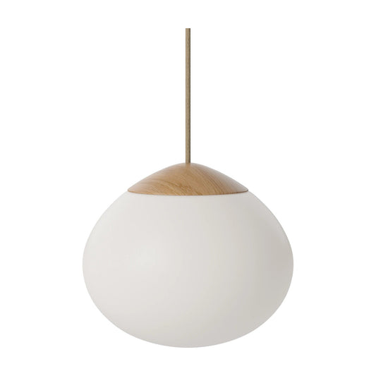 Bolia Acorn hanglamp Ø21 cm opaalglas, gelakt eiken, 20-133-01_00001