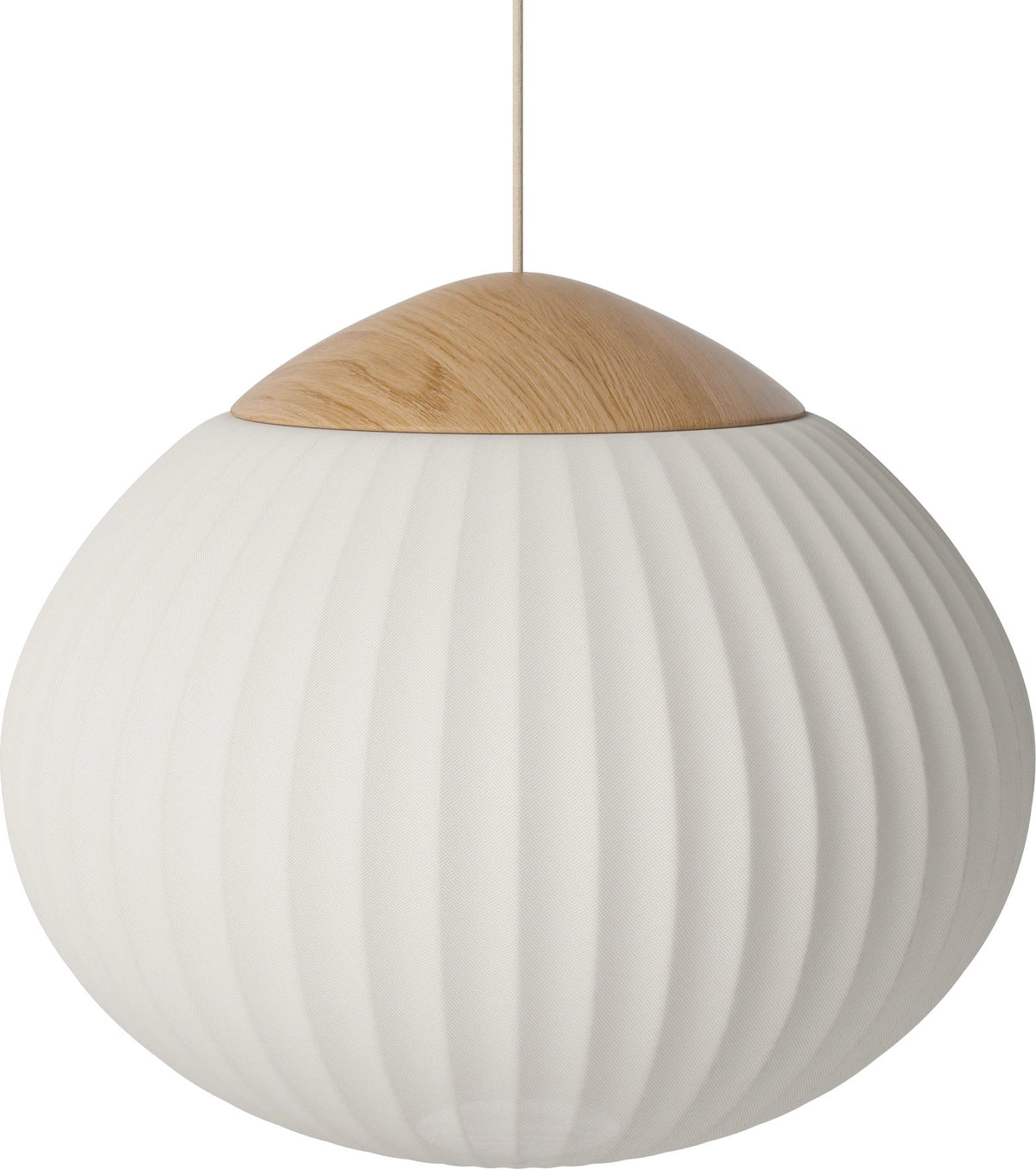 Bolia Acorn hanglamp Ø50 cm ivoorkleurige stof, gelakt eiken, 20-133-06_00004