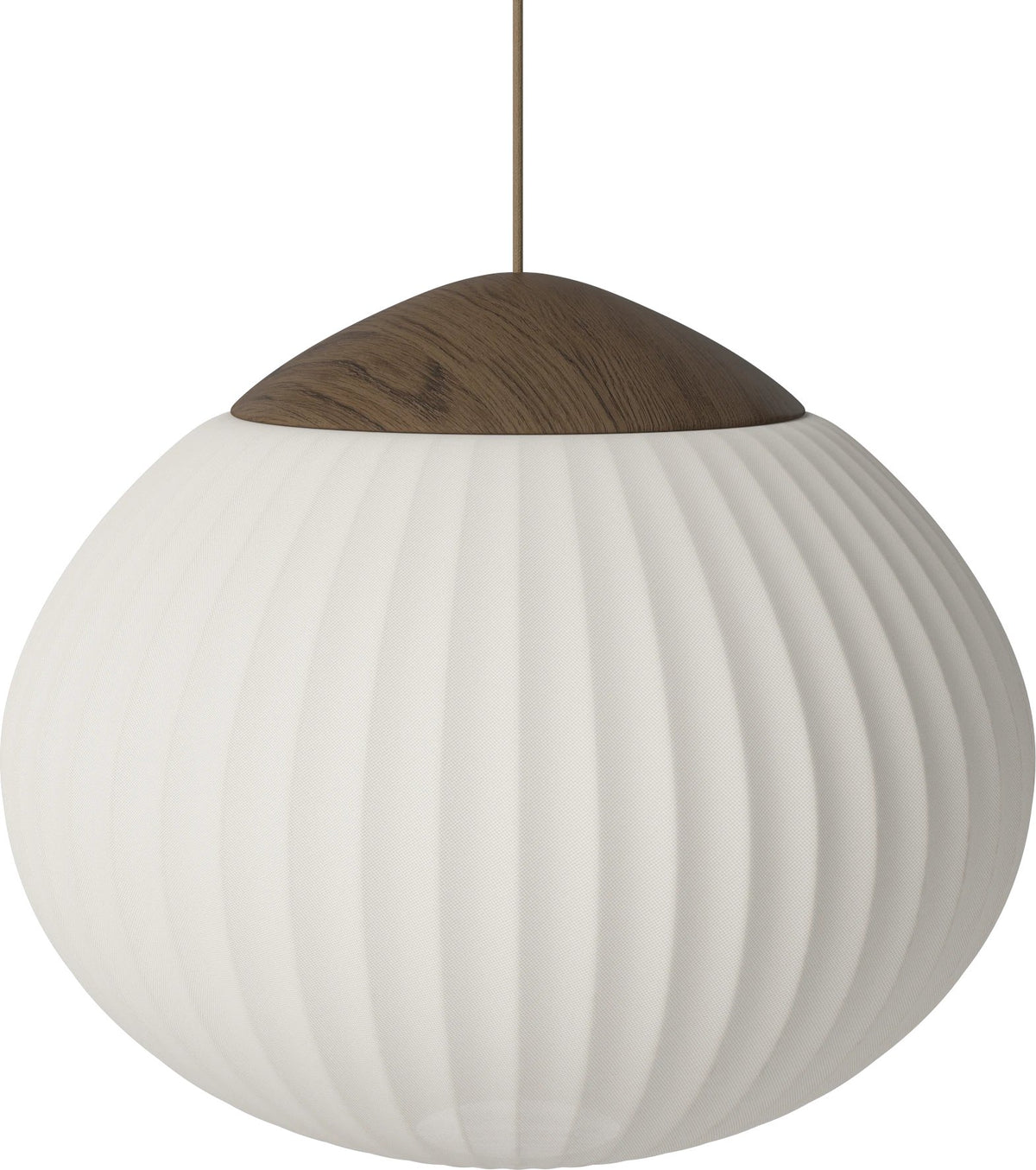 Bolia Acorn hanglamp Ø50 cm ivoorkleurige stof, donker gelakt eiken, 20-133-06_00005