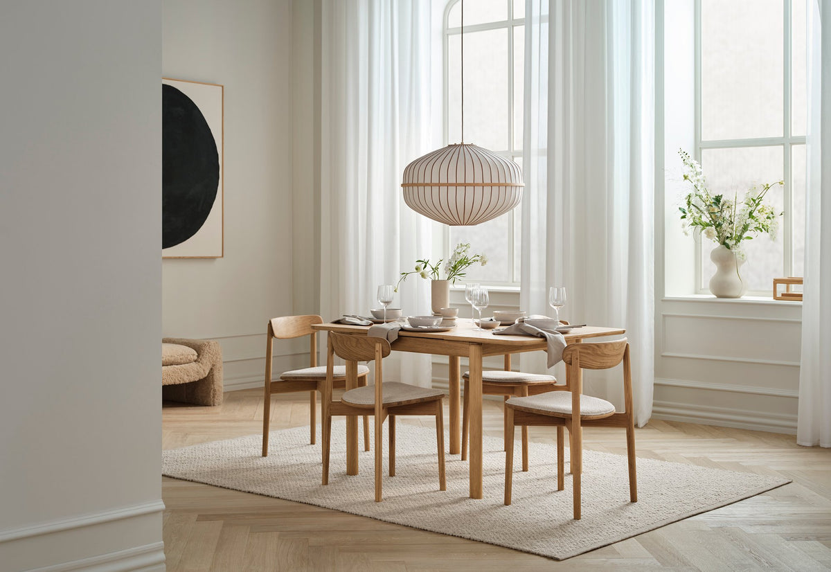 Bolia Ronya vierkante uitschuifbare eettafel in eetkamer, sfeerfoto 2