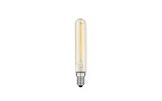 Moderne heldere glazen LED-lamp met warmwit licht.
