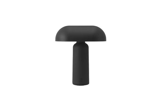Moderne zwarte ABS plastic tafellamp met acryl kap.